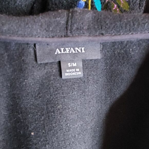 ALFANI Wool Blend Wrap Coat Hooded Black  Size S/M Like New - Picture 11 of 12